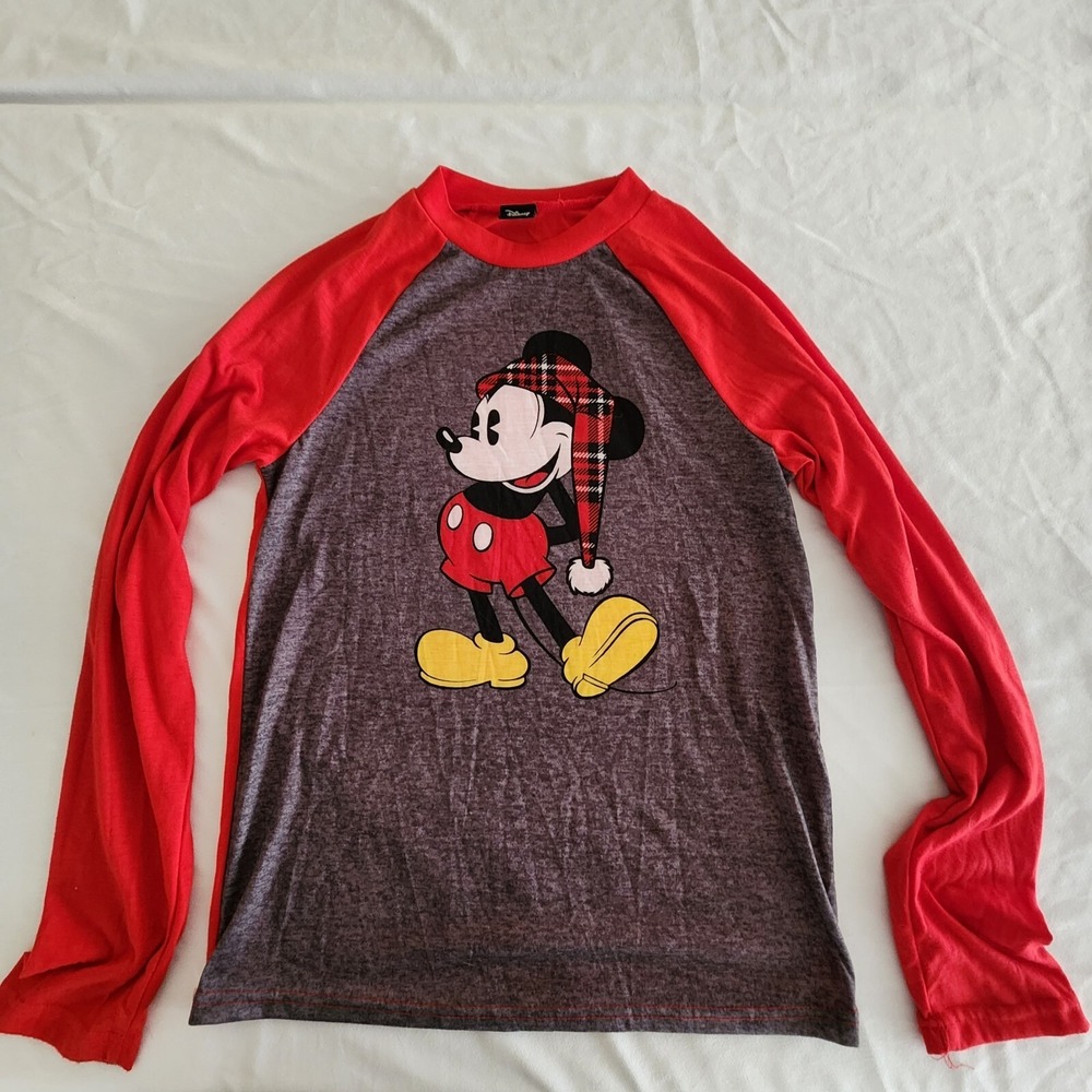 Mickey Mouse Disney Long Sleeve Gray Pajama Top Adult S